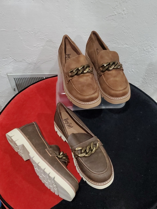 Corkys Shoes - 2 Pair Hey Girl by Corkys Literally Tan Suede Loafer Chunky Chain Size 11